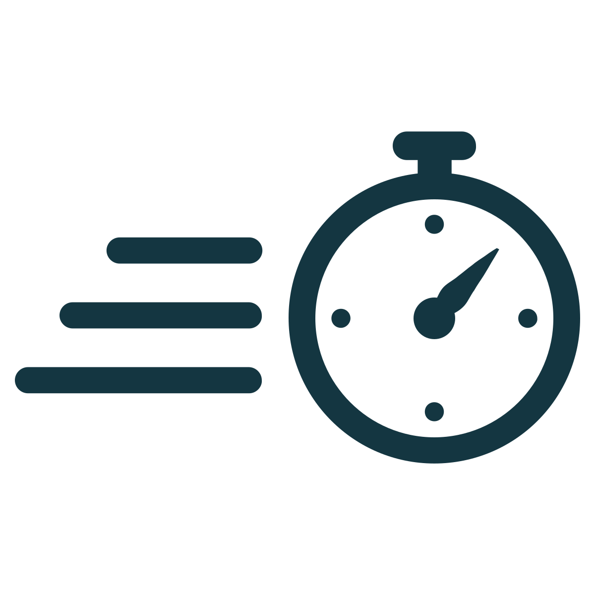 Icon depicting a stopwatch and 3 lines to indicate 'speed'