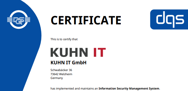 Die KUHN IT GmbH ist ISO 27001 zertifiziert