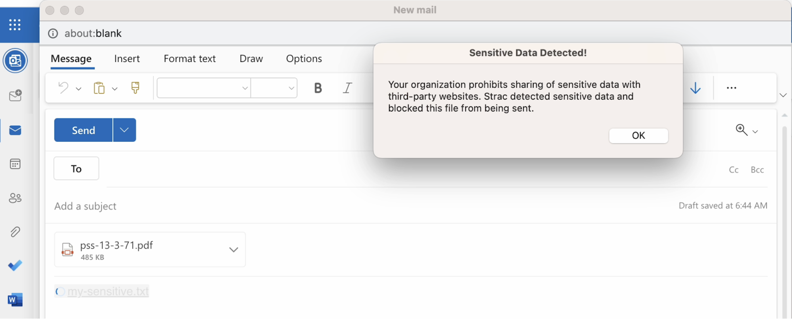 On Strac: Sensitive Data Detected