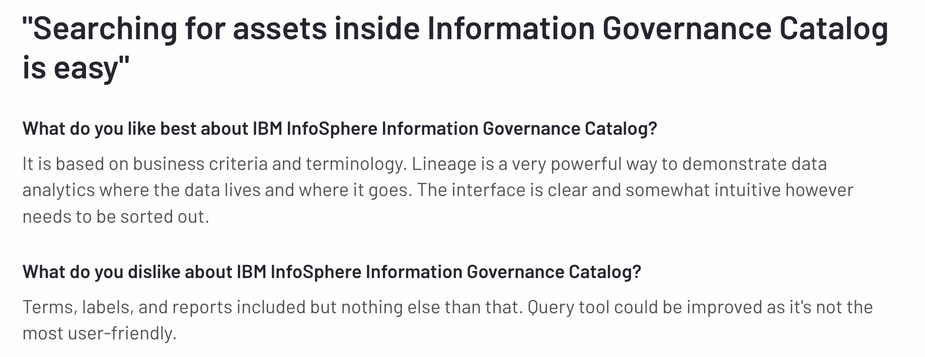 data classification products: IBM InfoSphere Information Governance Catalog g2 review