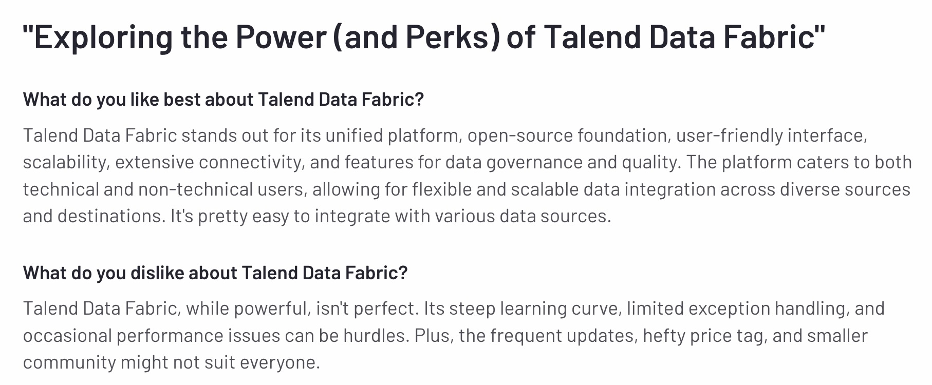 data classification products: Talend Data Fabric g2 review