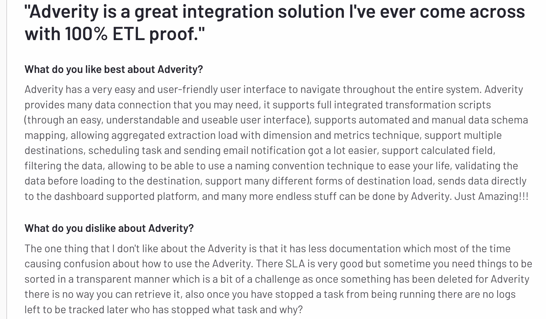 data classification products: Adverity g2 review