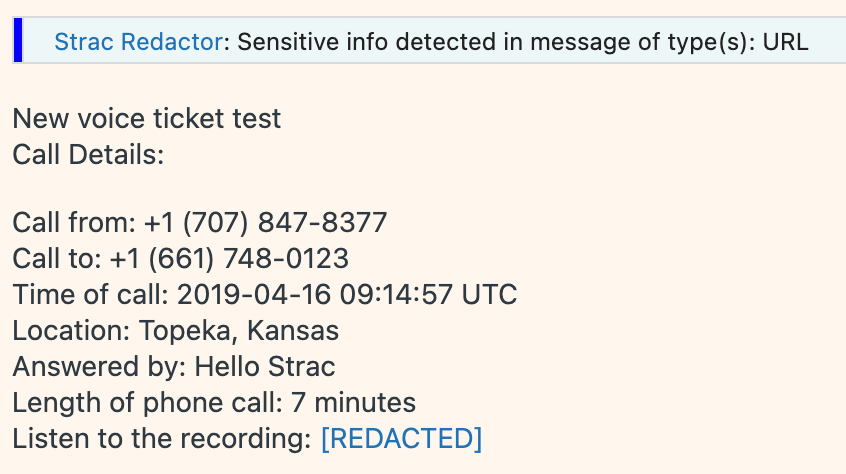 Redacted Voice Call Recording (powered by Strac)