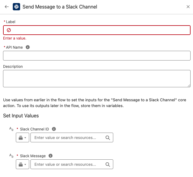 Out-of-the-box Send Message to a Slack Channel Flow action