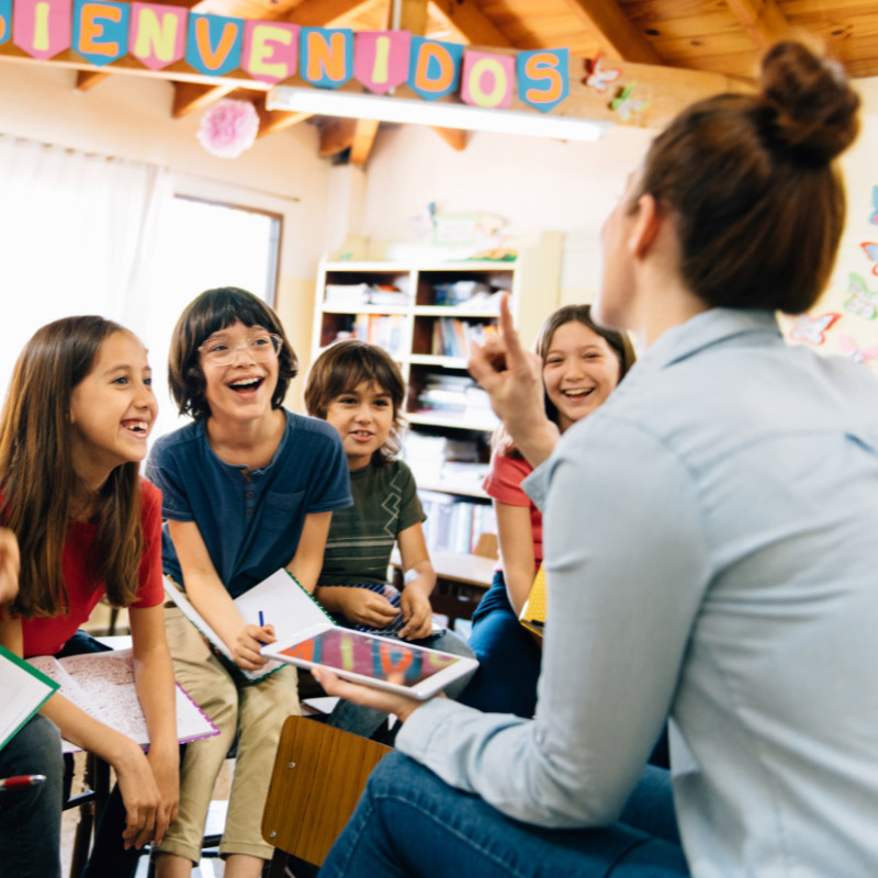 Elementary teacher teaching students