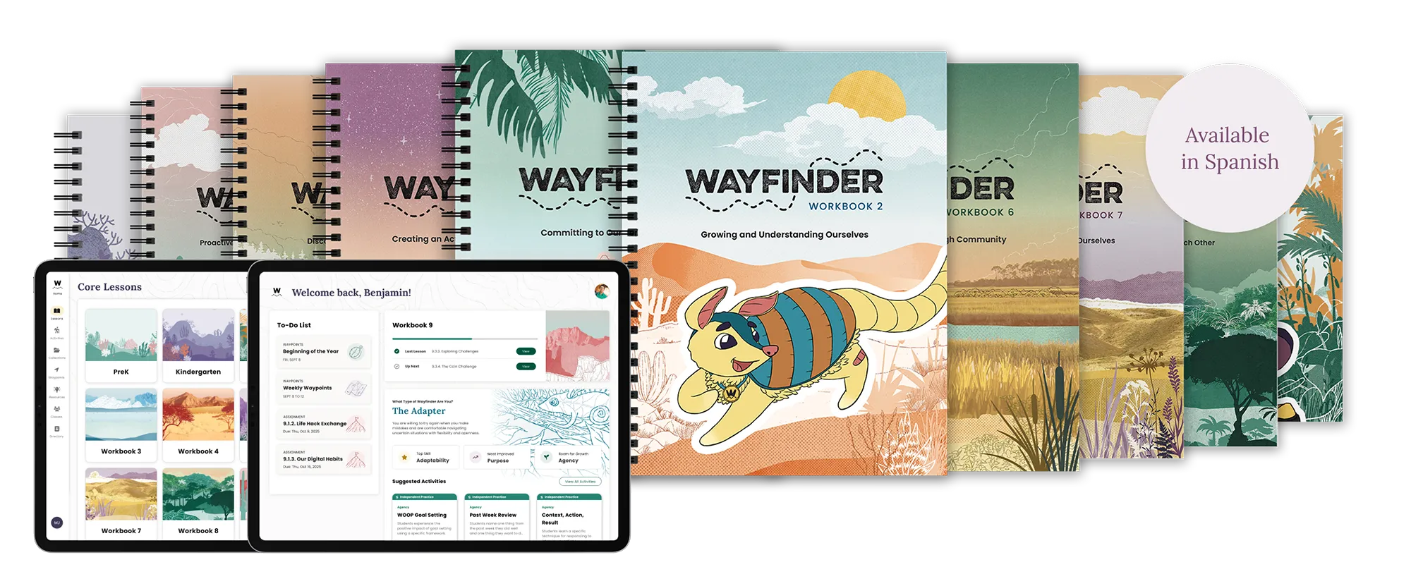 Wayfinder curriculum workbooks and app