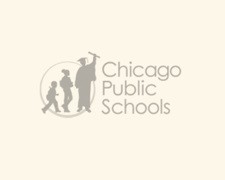 Logo of Chicago Public Schools with silhouettes of three children and the text 'Chicago Public Schools'.