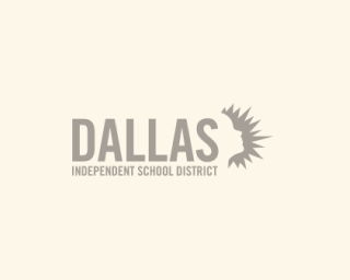 Dallas Independent School District logo with stylized sunburst graphic.