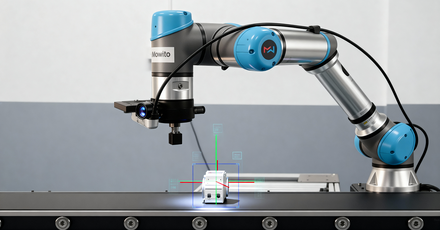 Mowito robot with Physical AI vision on a production line