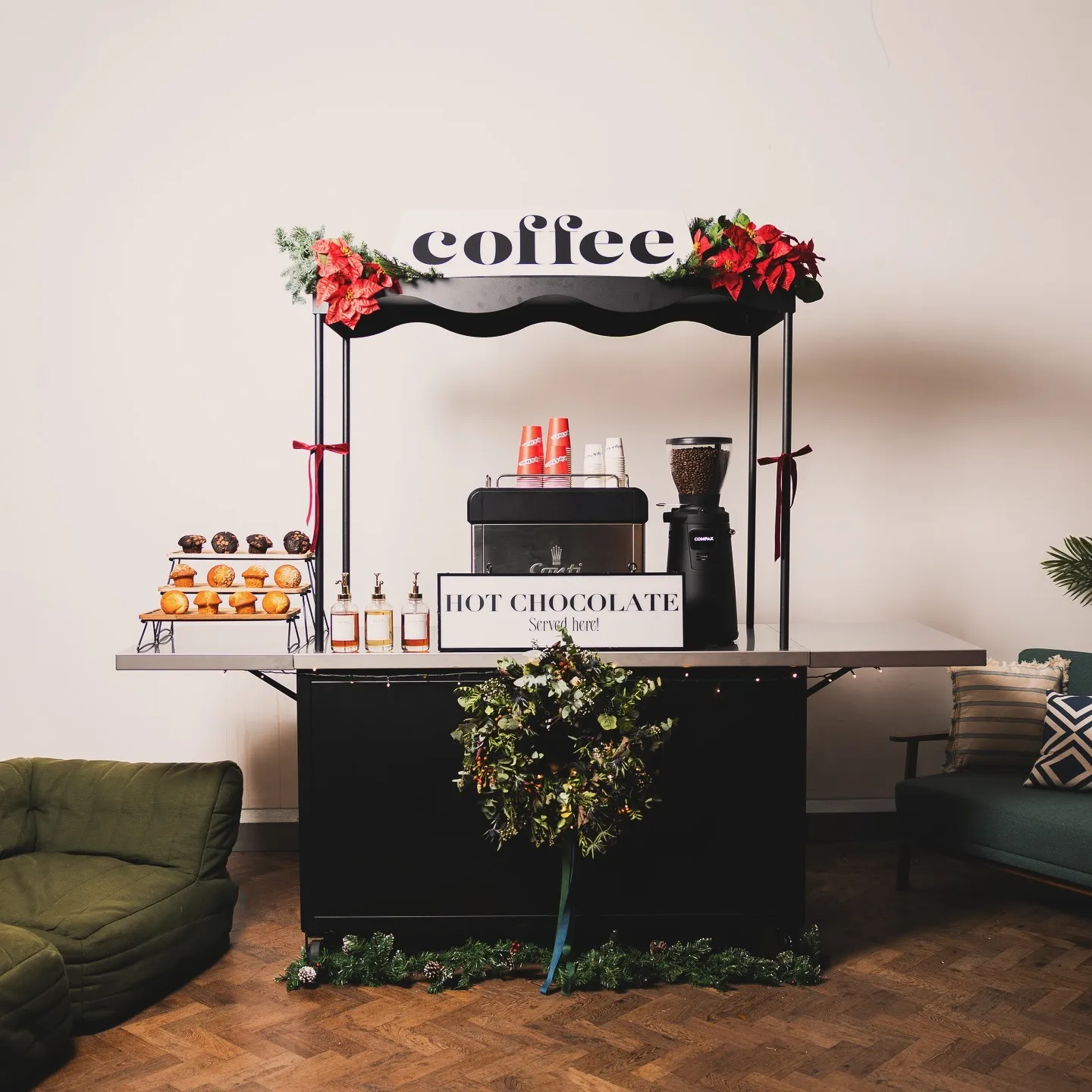 Hot chocolate and mulled wine pop up in an office