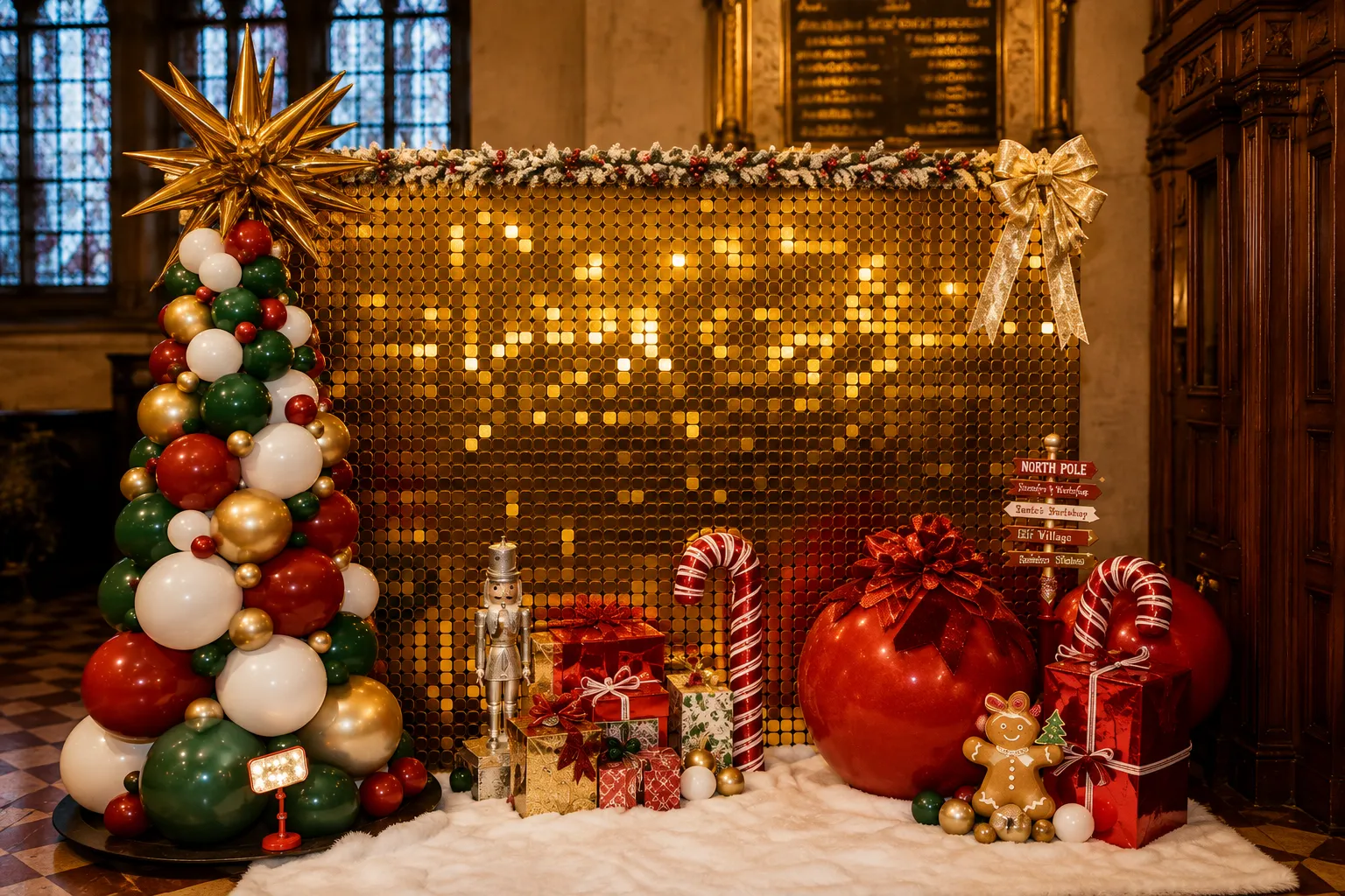 Christmas photo backdrop for an office party