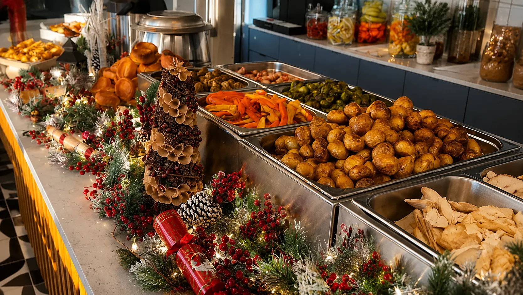 Festive buffet for an office Christmas