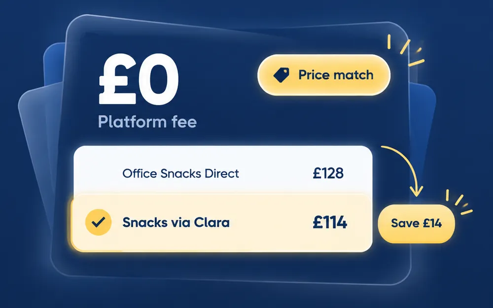 Clara price comparison: no platform fee and price matched against going direct