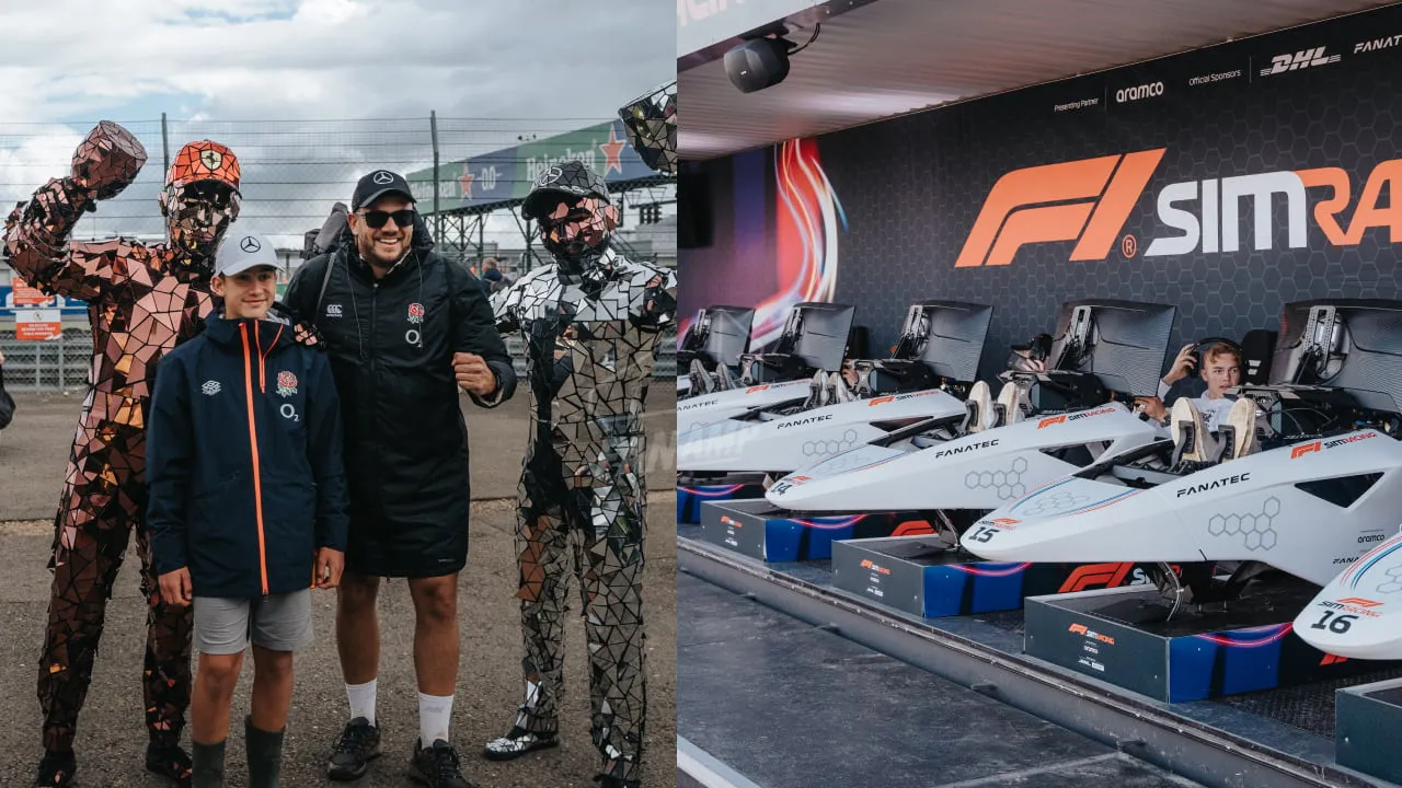 Silverstone Fan Zone Charles and Lewis Disco Men and Sim Racing