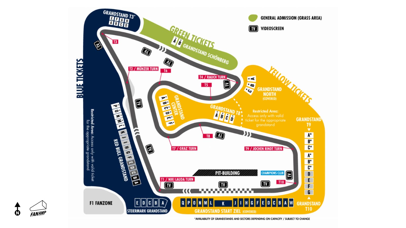 The Austrian track map and seating