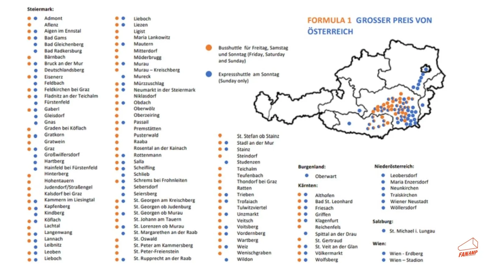 The official Red Bull Ring shuttle map