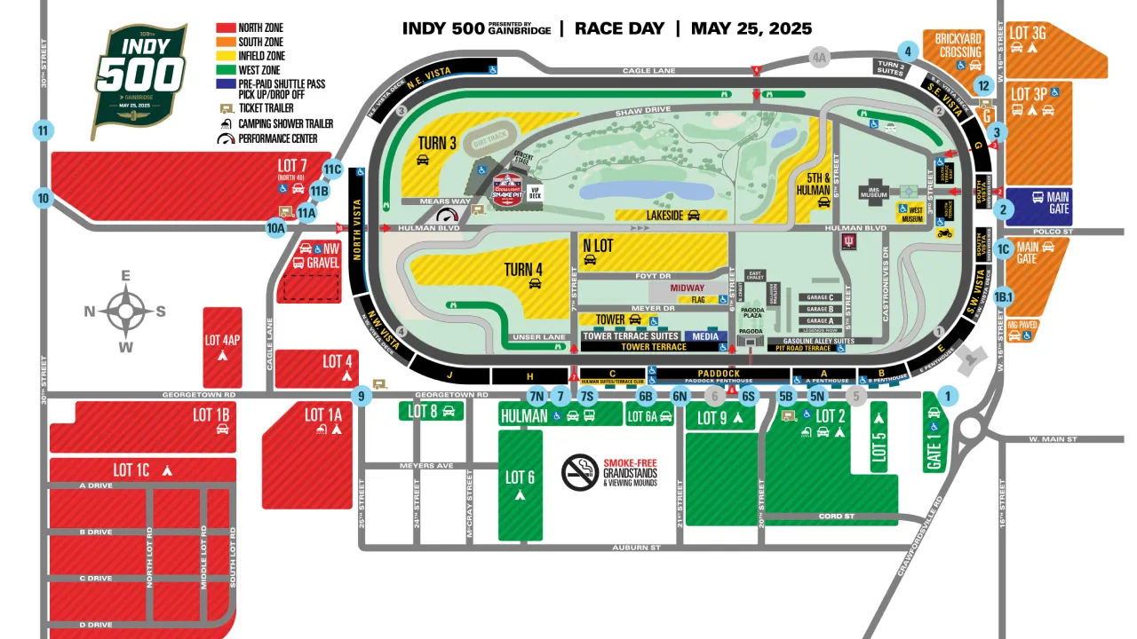 Indy 500 2025 Seating Guide Map