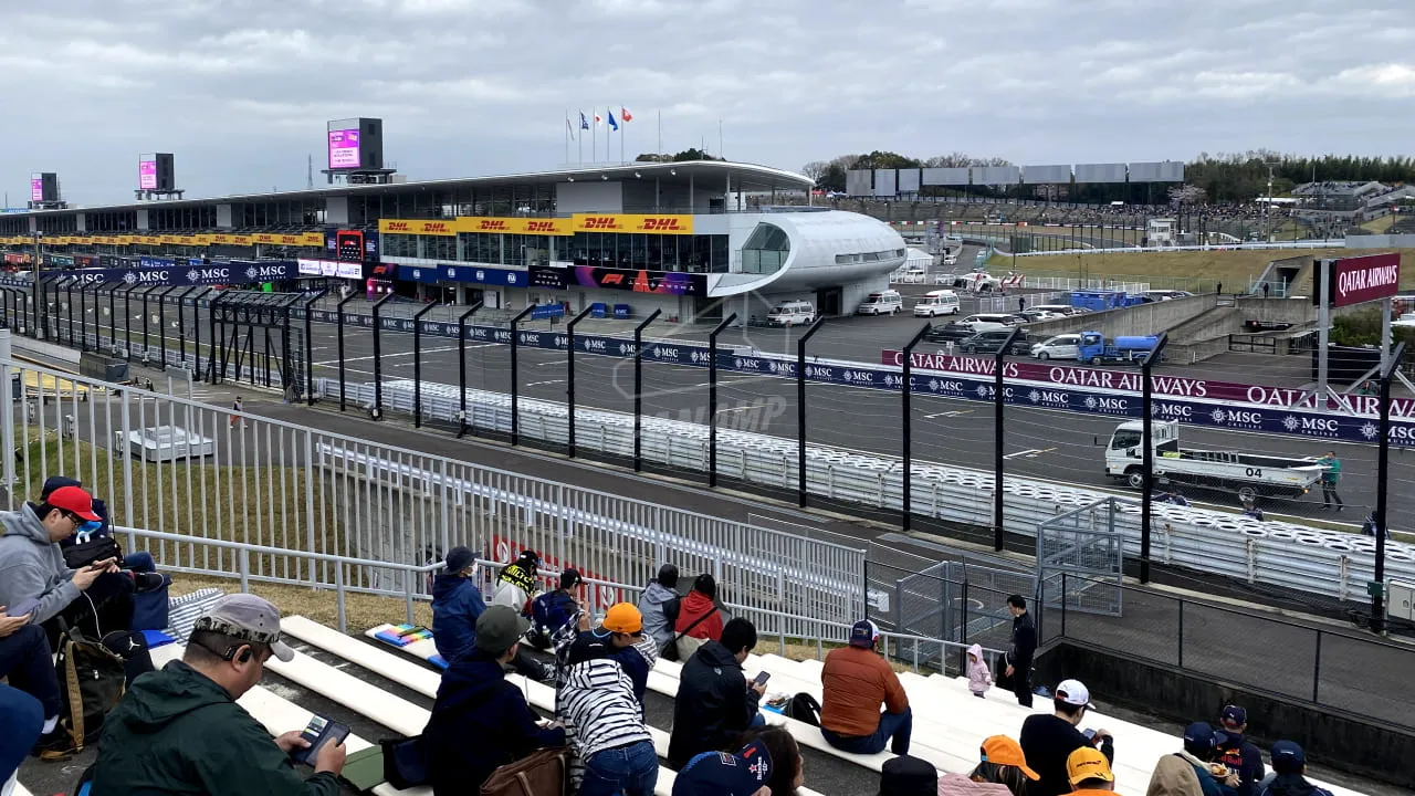 View from S Grandstand of main straight