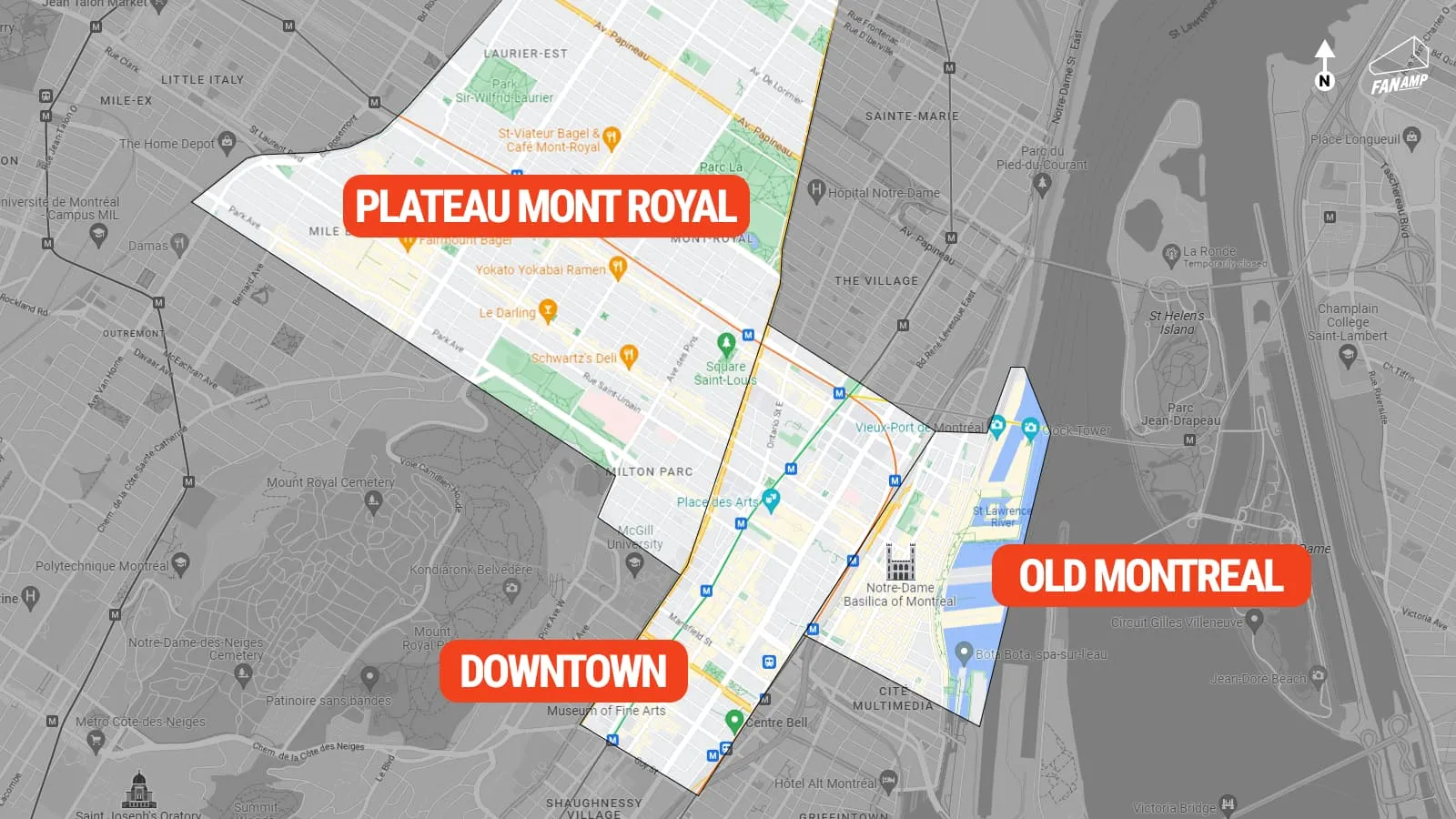 Areas for stay in Montreal