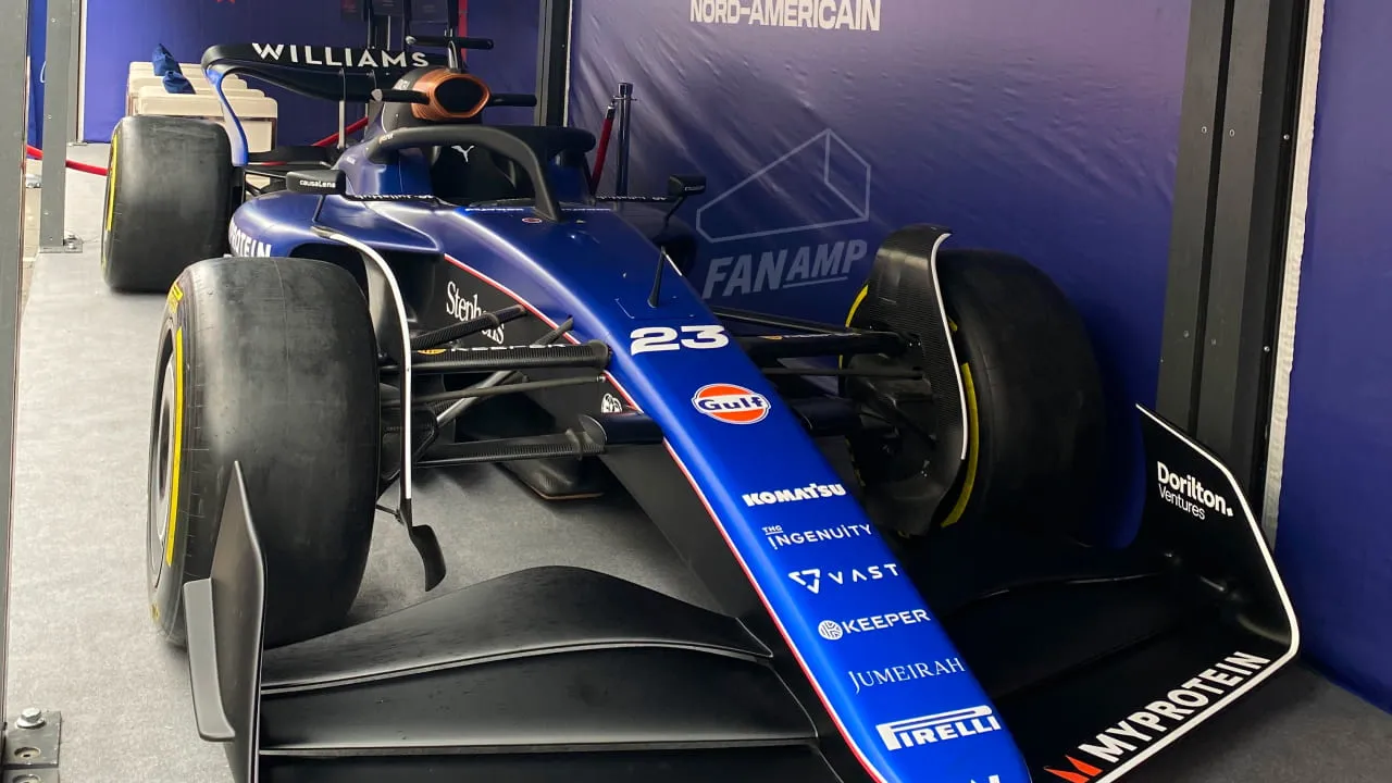 Alex Albon’s Williams car on display