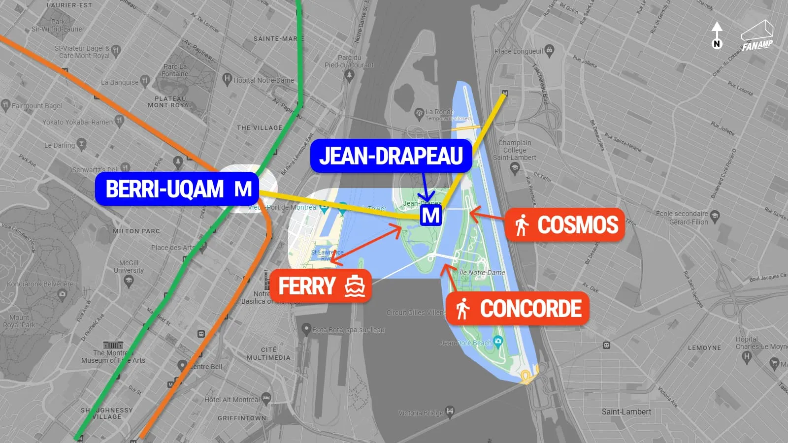 Transportation map for Montreal