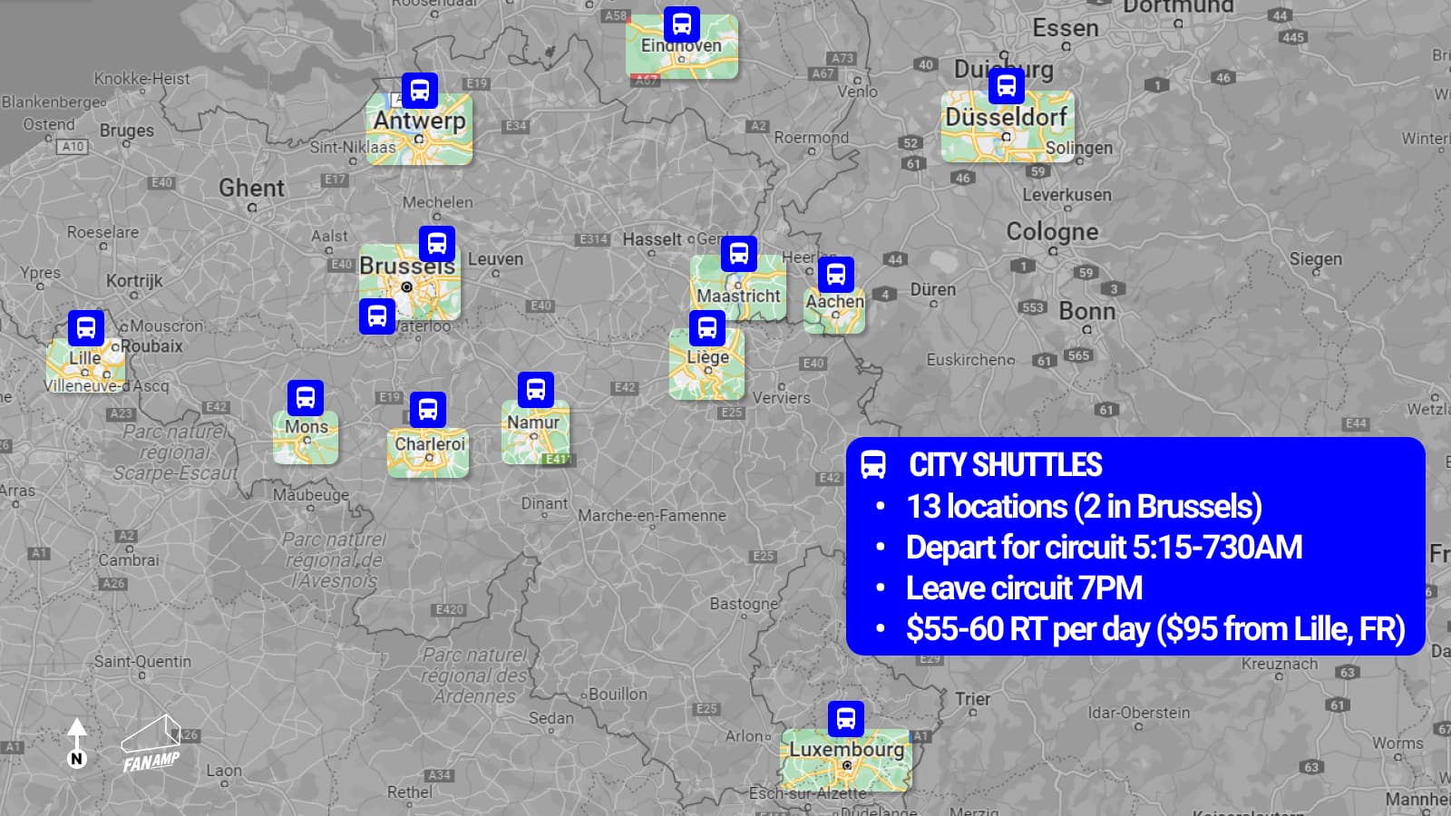 City shuttle locations