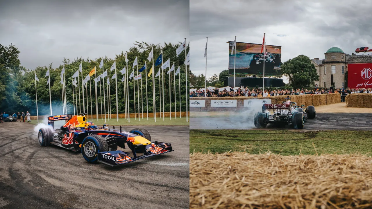 Goodwood Burnouts - Red Bull and Mercedes