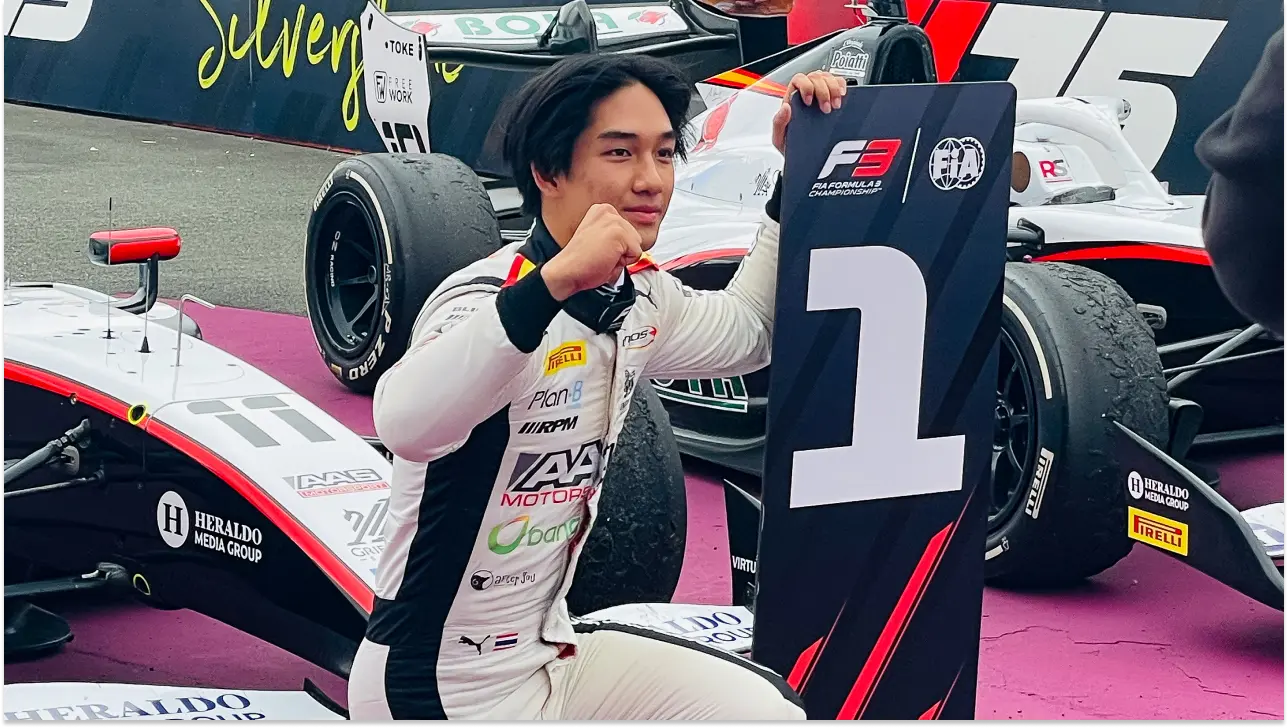 Tasanapol Inthraphuvasak after winning the F3 Sprint Race