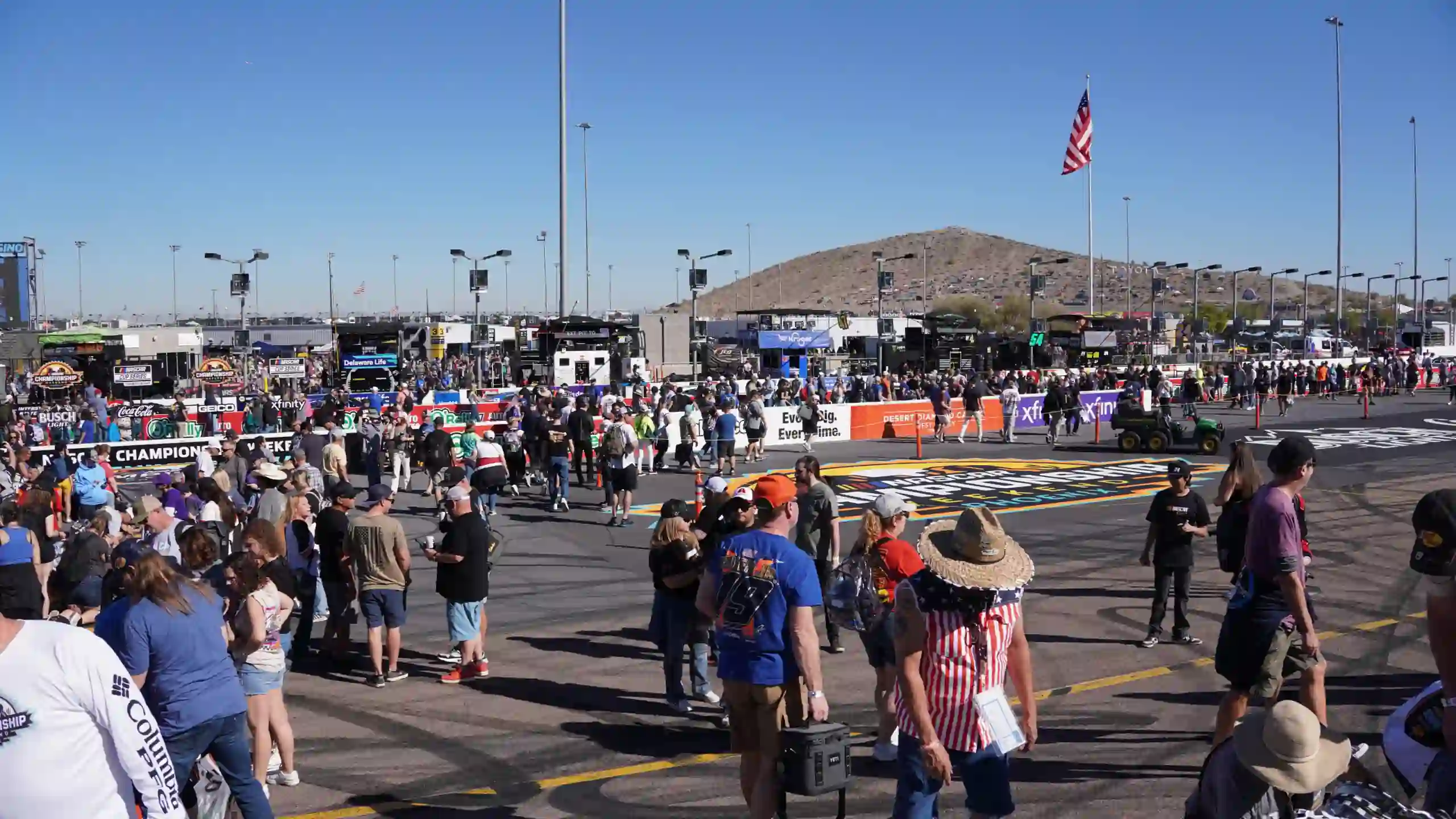 Fans on track at a NASCAR race
