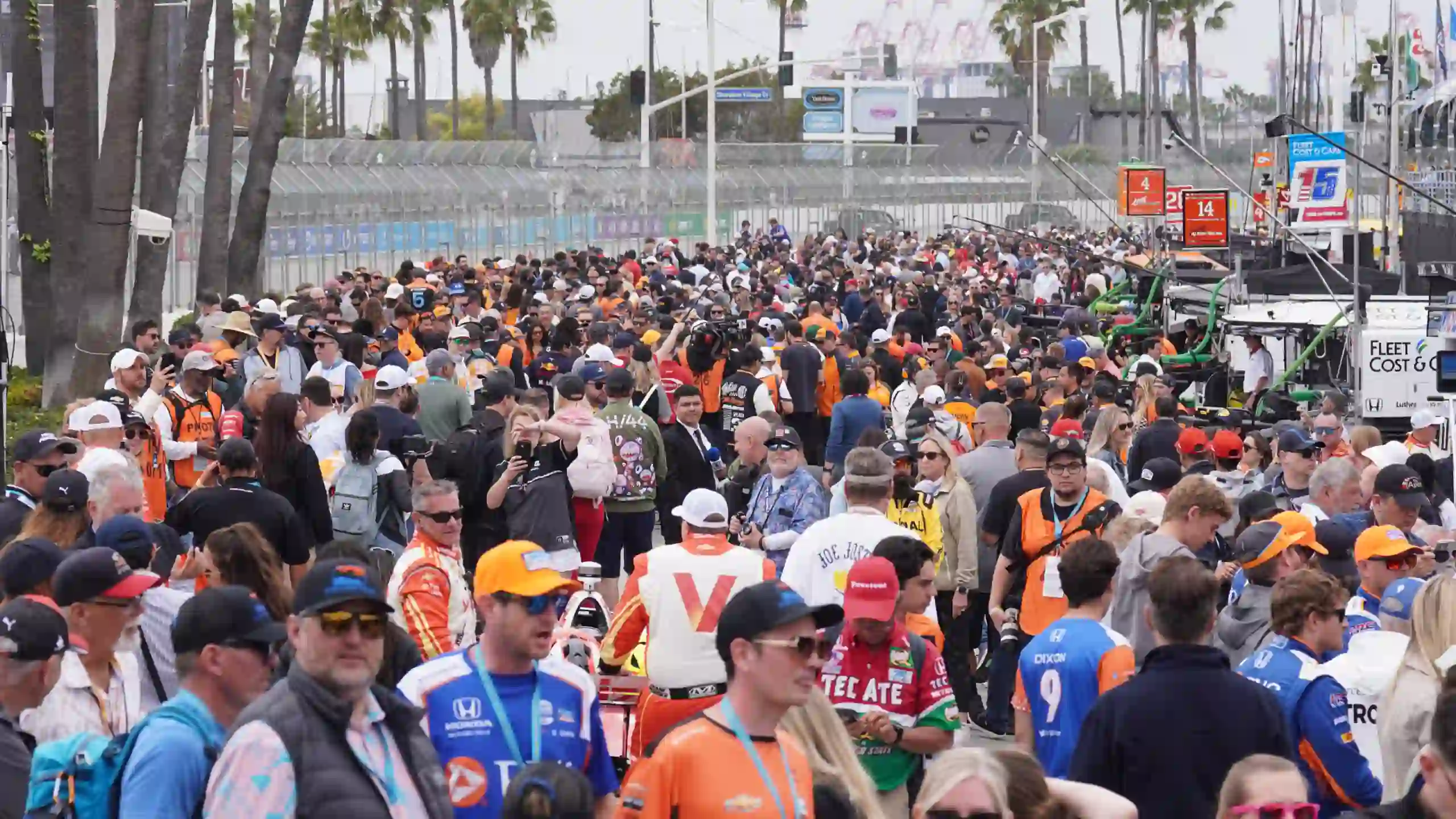 Fans on track at an IndyCar race