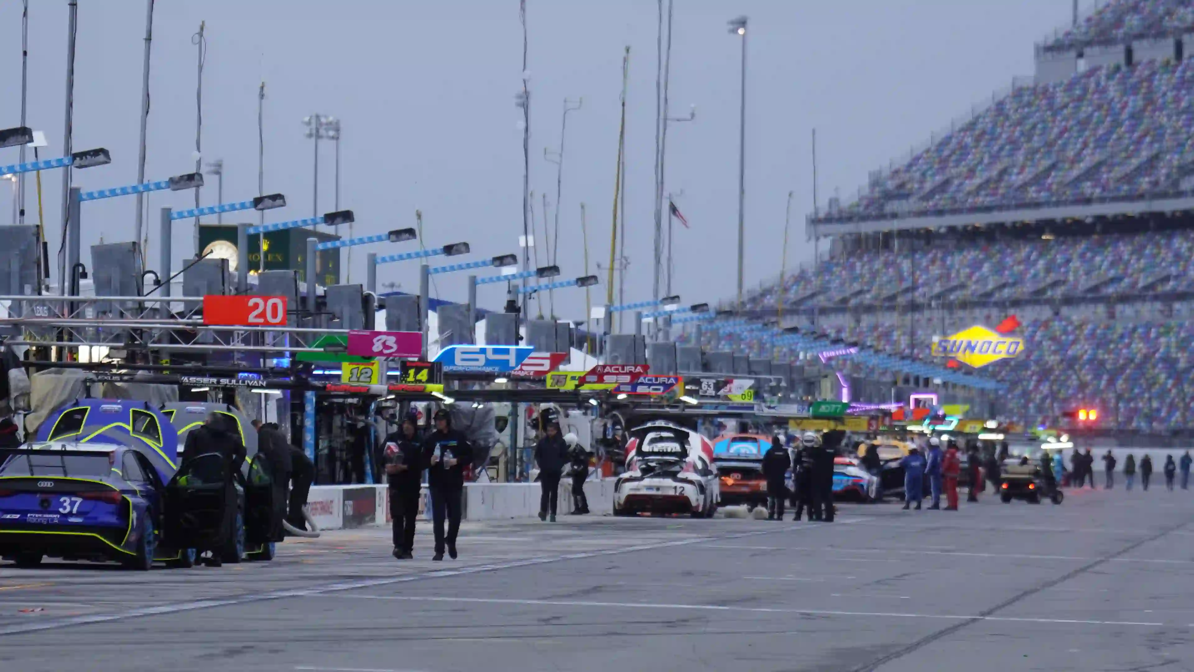 Pit lane at the 24 Hours of Daytona