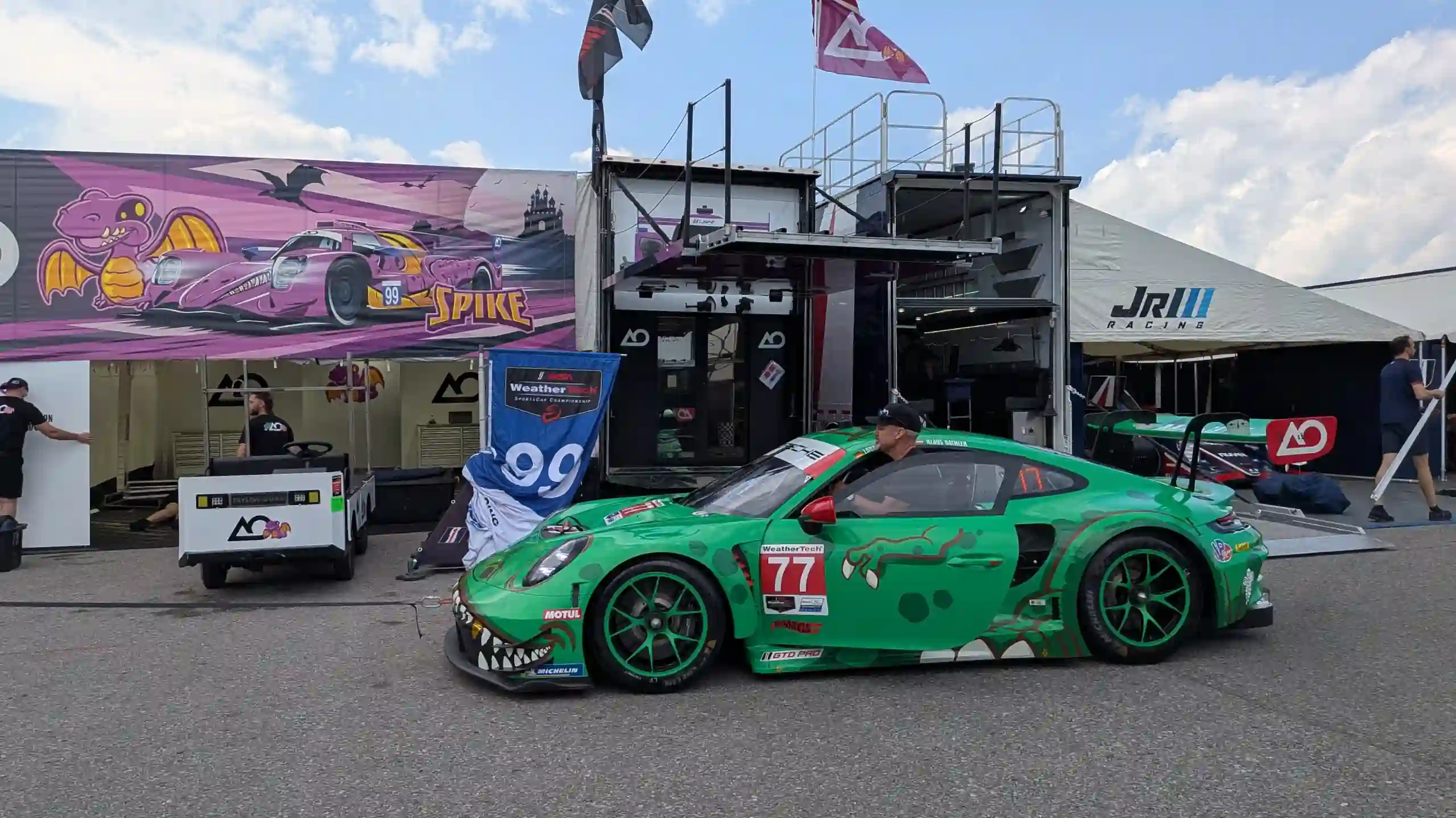Garage area at an IMSA race