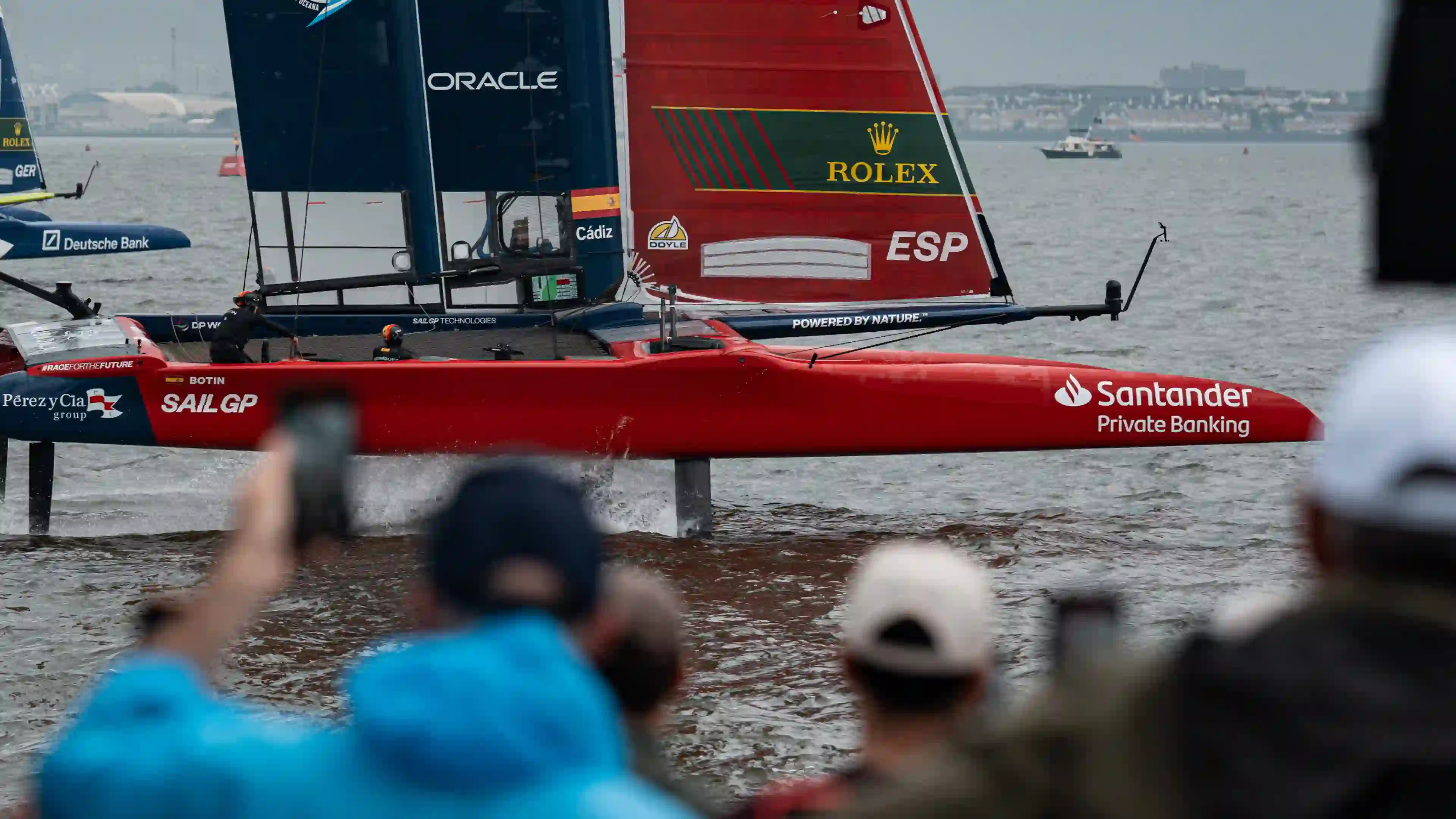Racing action at a SailGP event