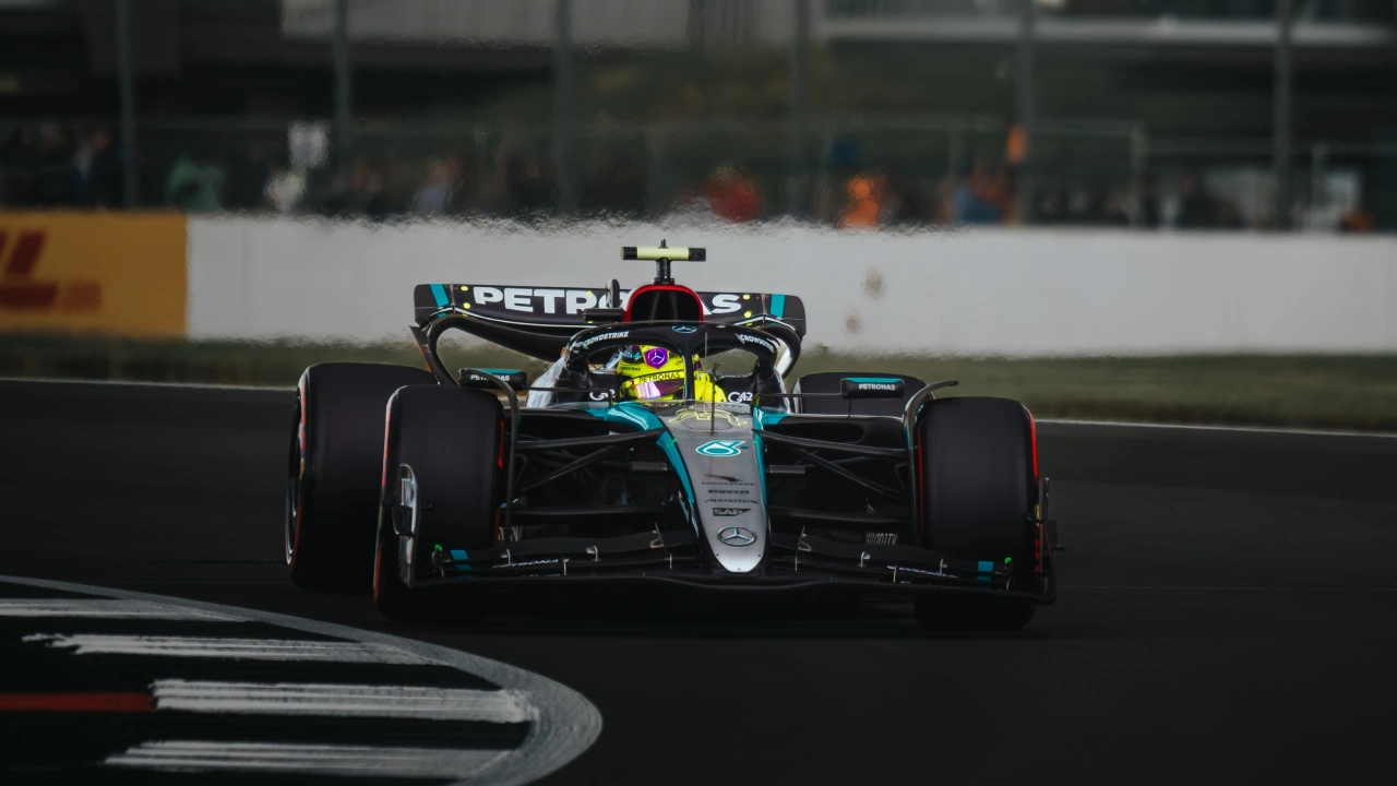 Lewis Hamilton racing at Silverstone