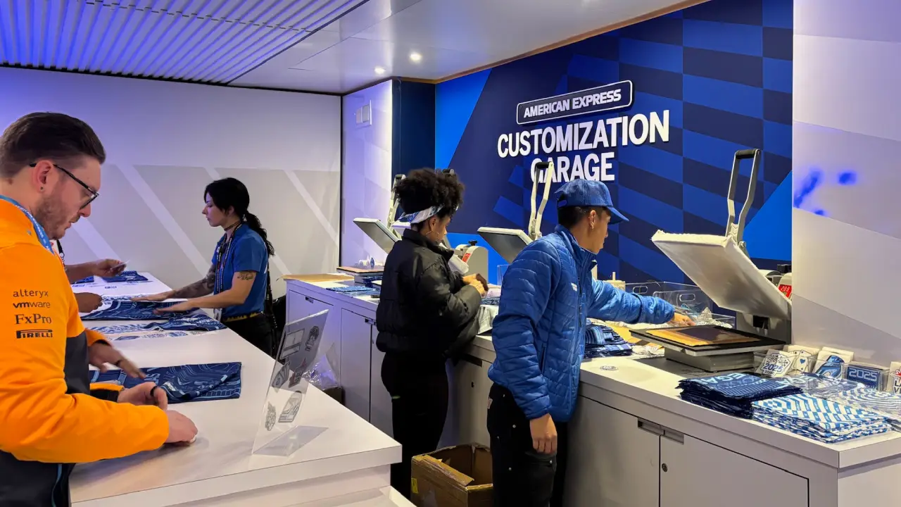 Custom racing scarves at the Amex Las Vegas Fan Experience