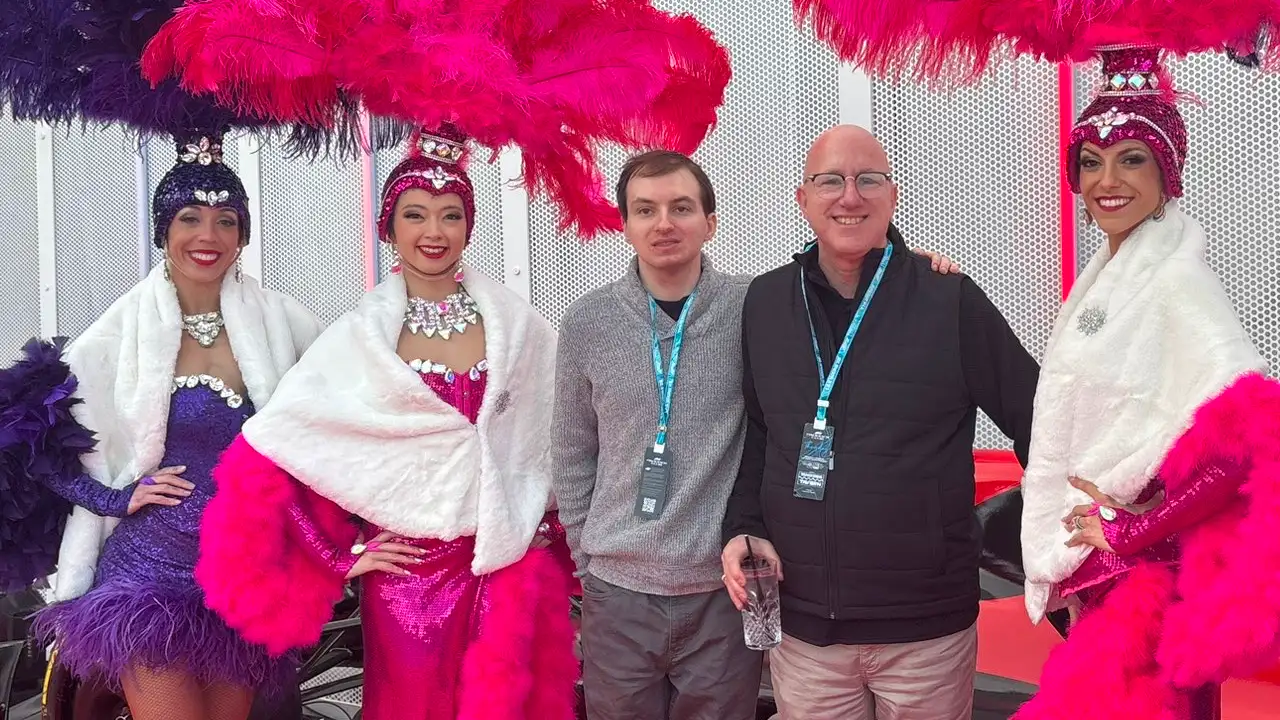 Andrew and his father in the Paddock Club