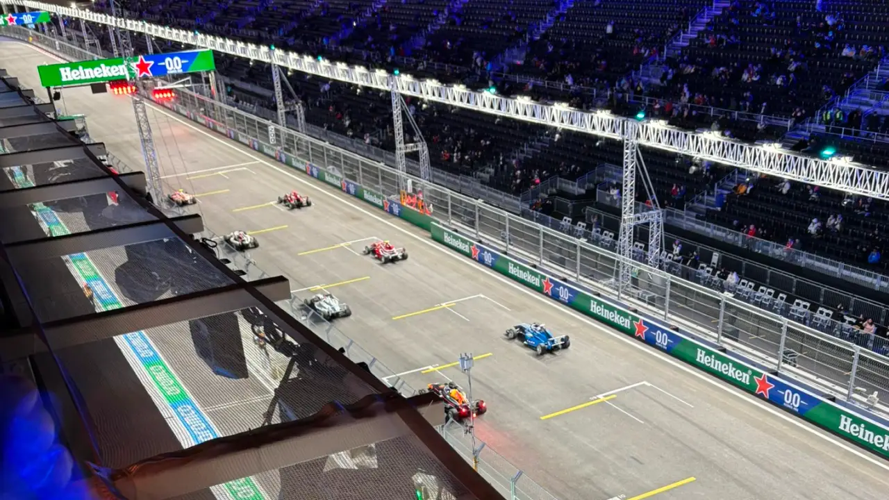 The F1 Academy grid seen from the Paddock Club