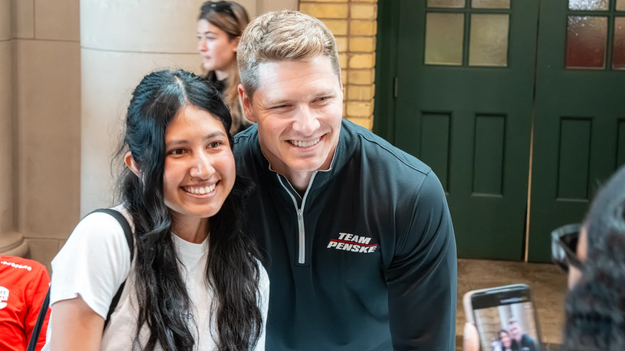 Josef Newgarden with a fan