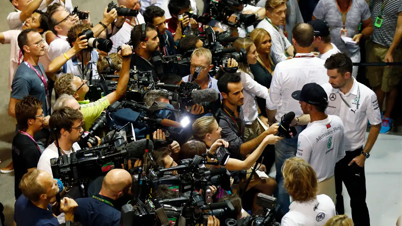 Ben Cowley working as Lewis Hamilton's Press Officer