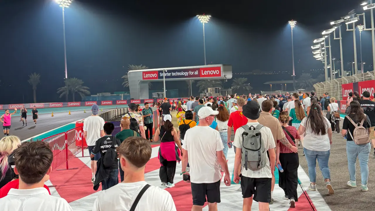 Fans walking the track in Abu Dhabi