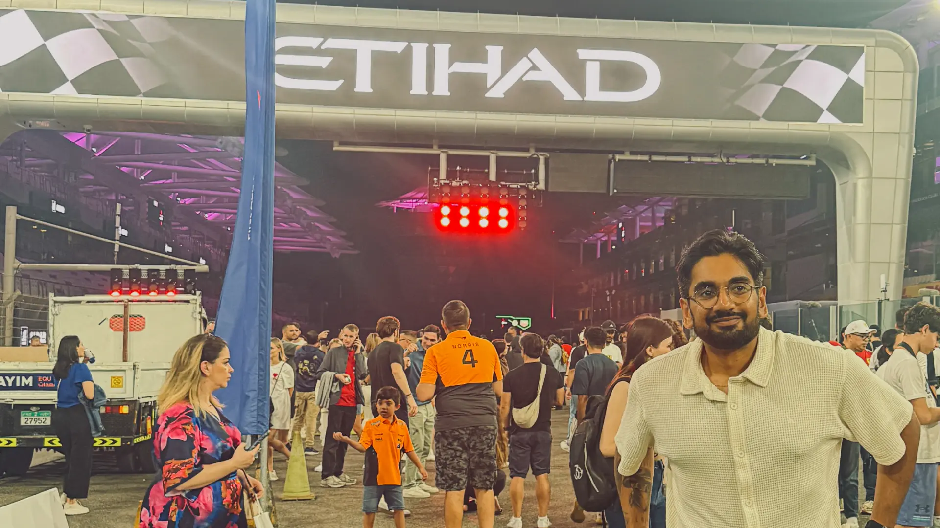 Niru Singh on the main straight at the Yas Marina Circuit in Abu Dhabi