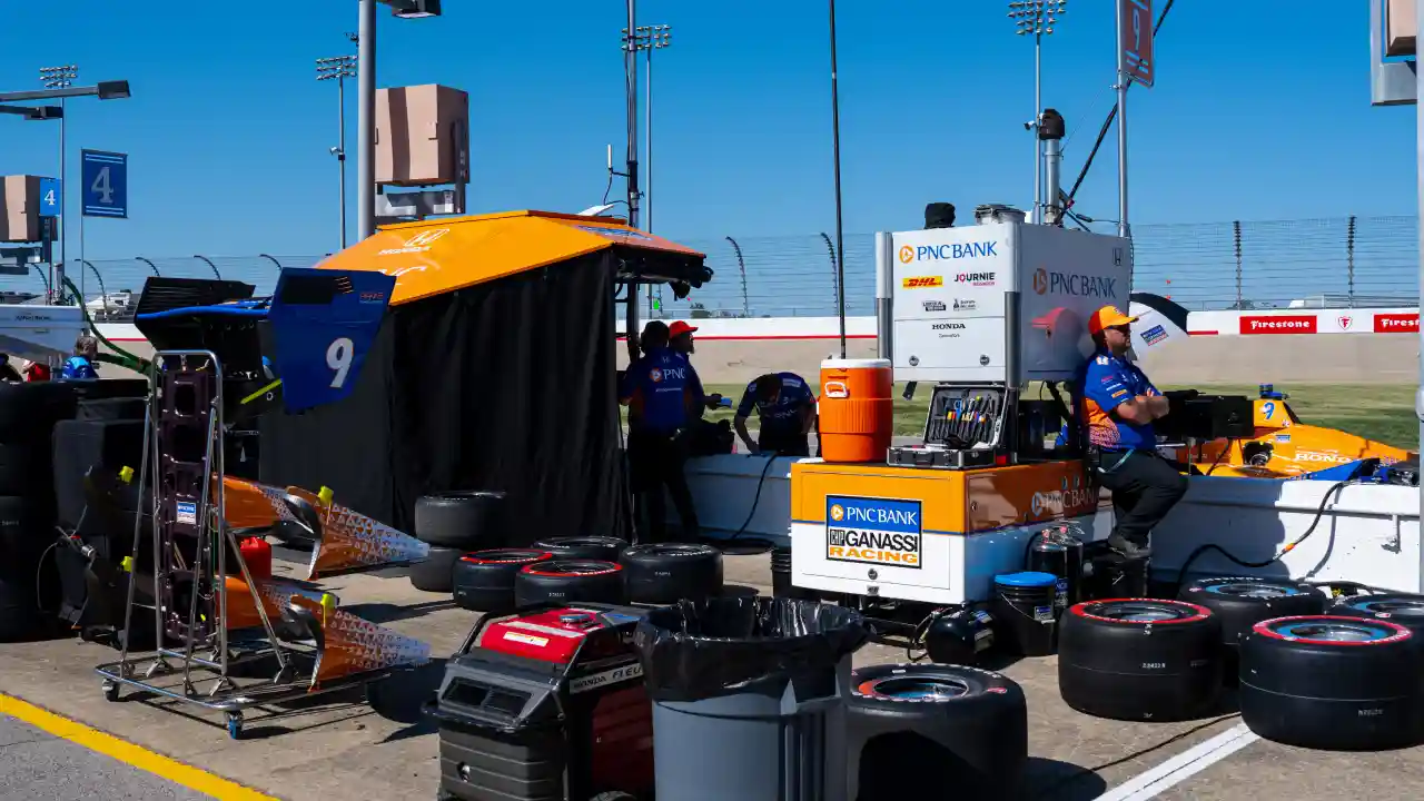 Scott Dixon's pit box at the Nashville Music City Grand Prix
