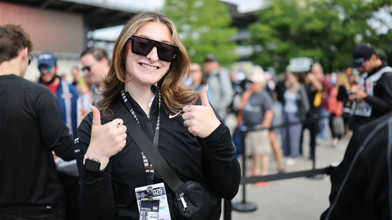 Emma Brodbar working at the 2025 Indianapolis 500