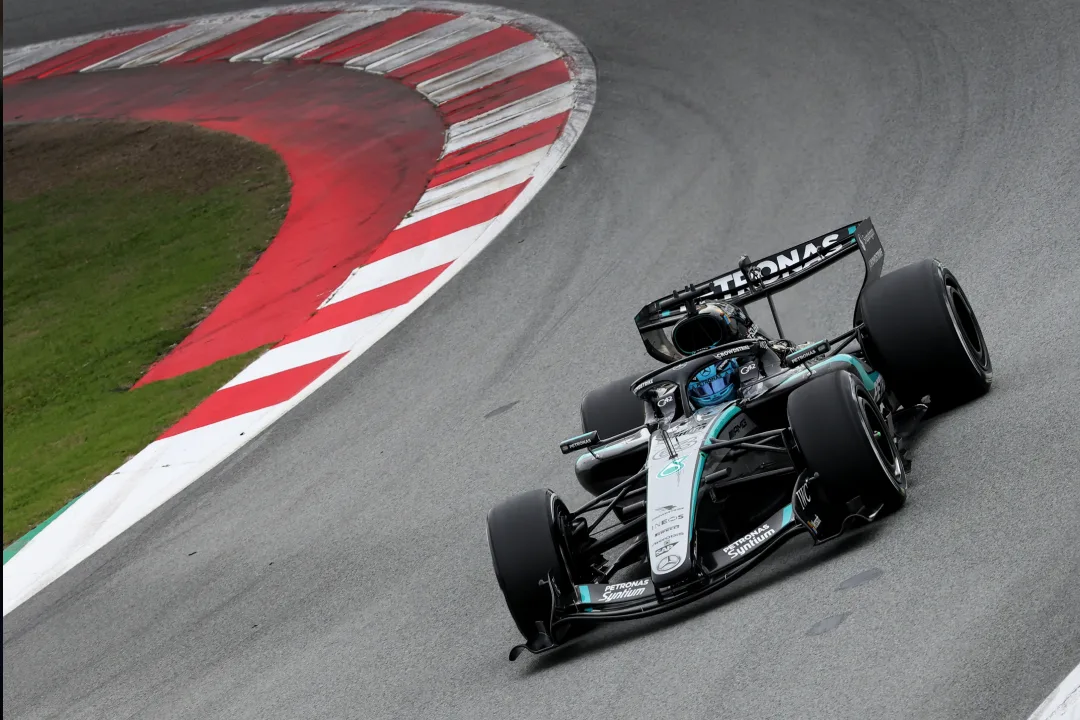 Mercedes F1 car on track