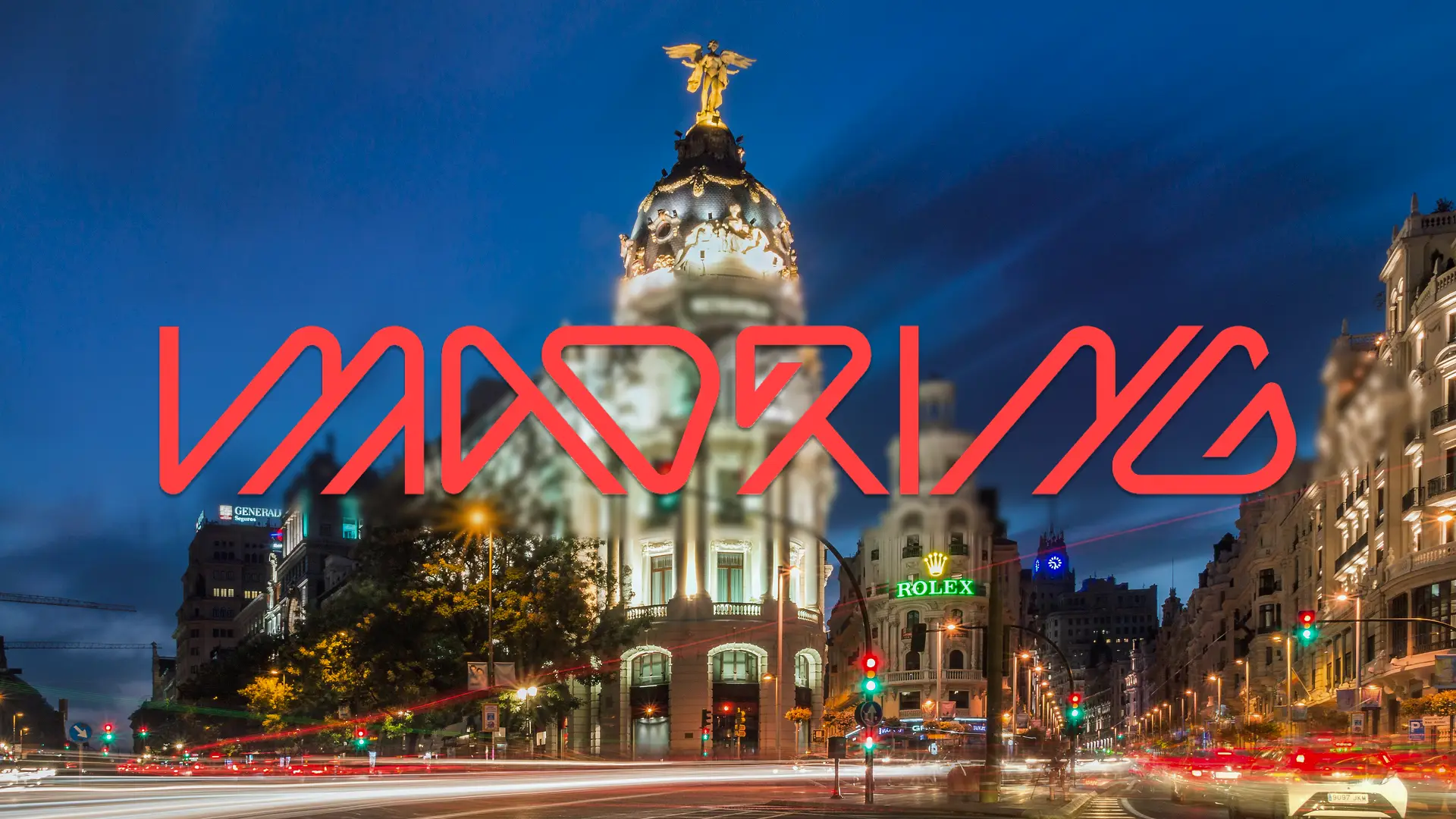 Downtown Madrid at night