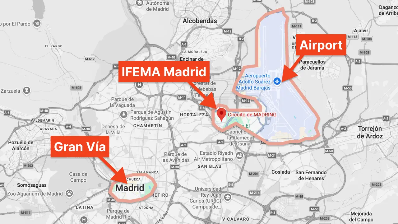 IFEMA Madrid's proximity to the Madrid airport and downtown