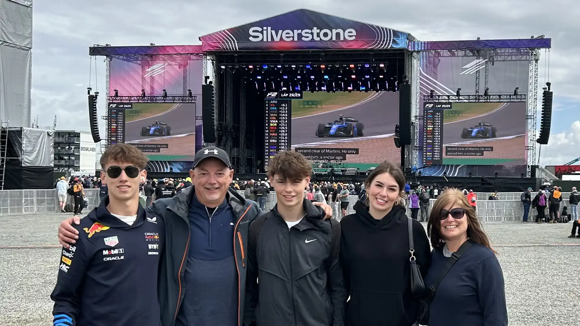 Jacob Bangs and his family at the British Grand Prix
