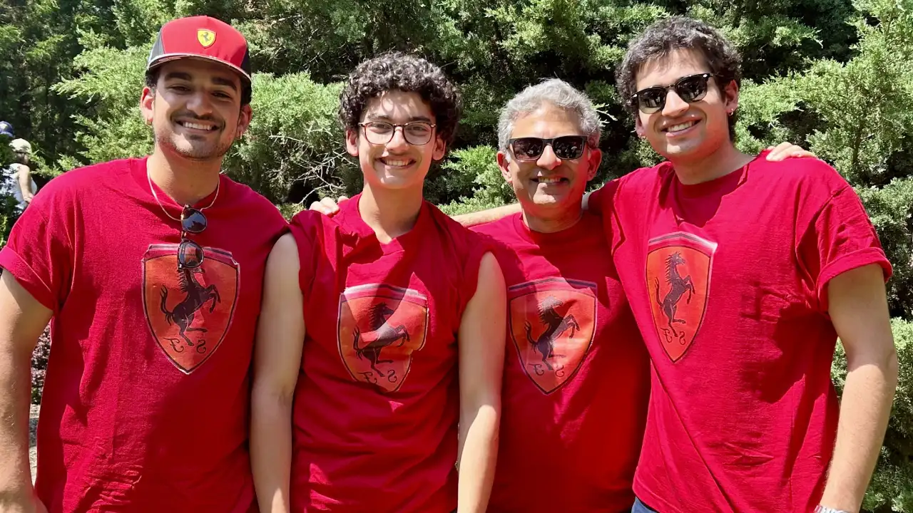 The Gangjis ready for Qualifying in their homemade Ferrari merch