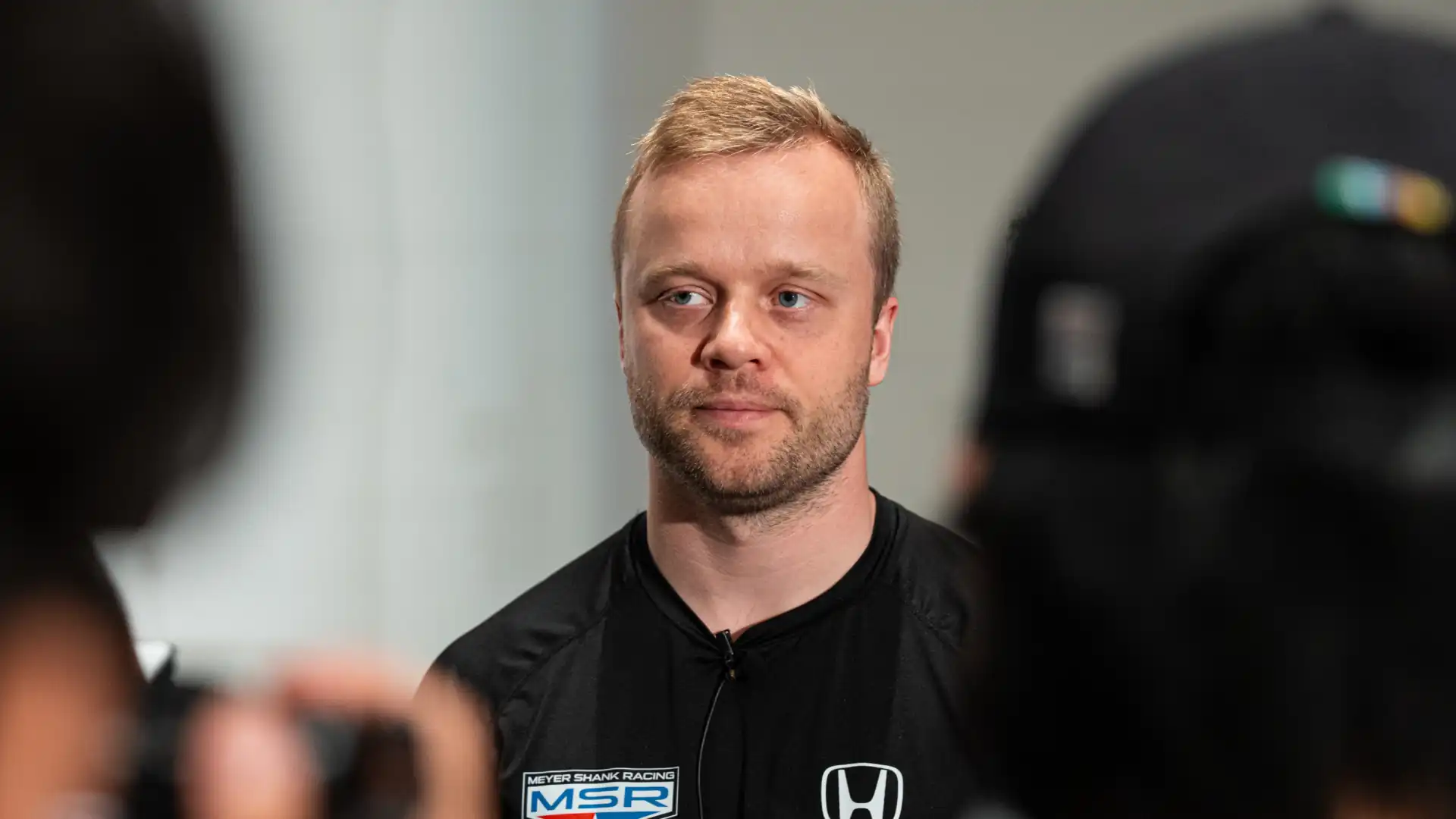 Felix Rosenqvist at a press conference in Toronto