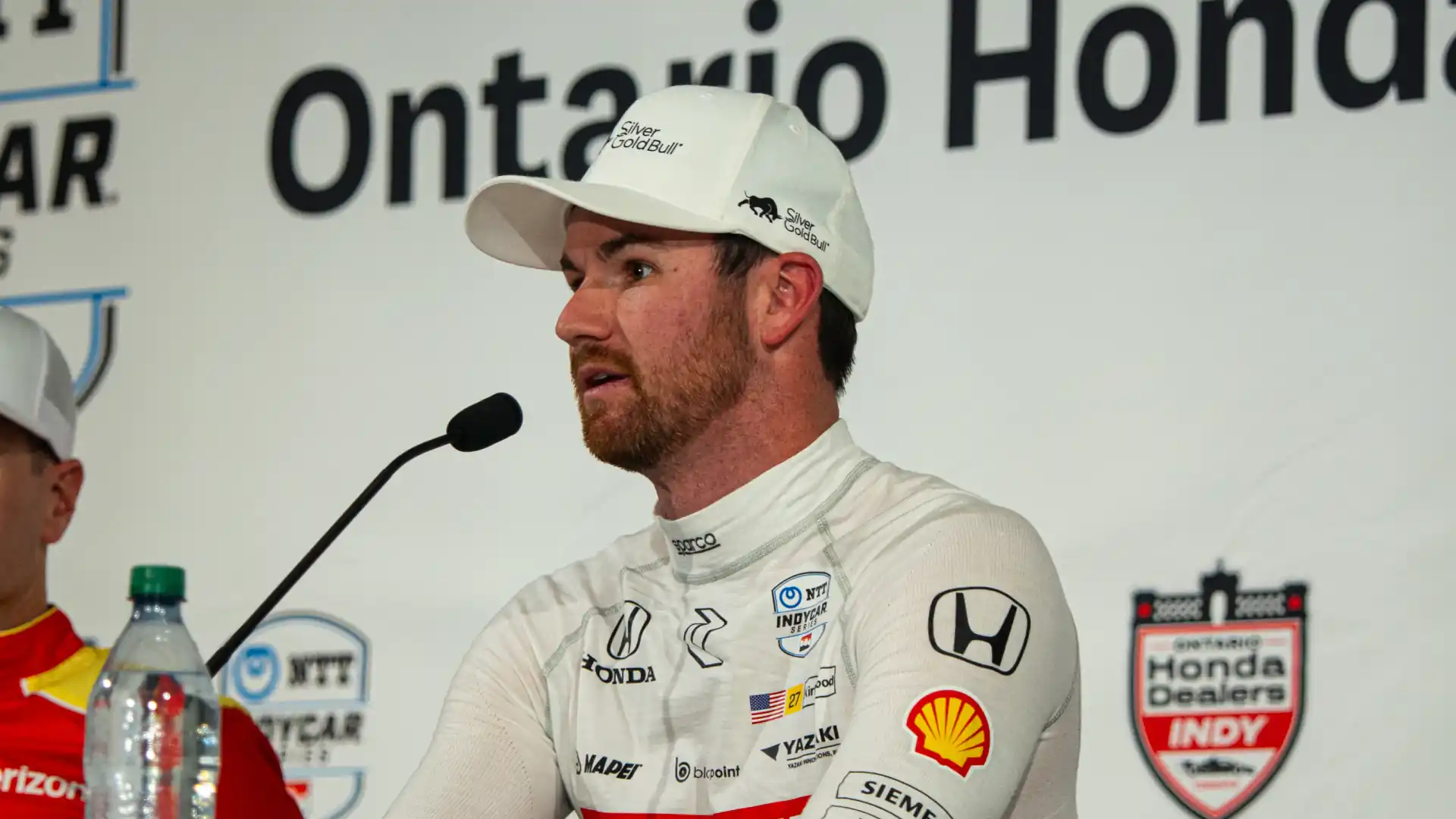 Kyle Kirkwood at an IndyCar press conference